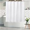 Siiluminisoy Tenda da doccia bohémien in tessuto bianco intrecciato, con nappe, 122 x 167 cm, stile rustico minimalista, trapuntata, a zigzag e righe, shabby chic, impermeabile, decorazione per bagno e hotel