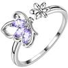 Aurora Tears, collana e orecchini in argento Sterling 925, con ciondolo a forma di farfalla, ideale come regalo per donne e ragazze e Anelli, Einstellbar, colore: L.pur-alexandrit, cod. DR0077D-EU