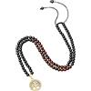 COAI Collana 108 Perle Mala con Amuleto Albero della Vita, Collana Regolabile in Ossidiana e Occhio di Tigre Rosso