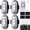 LEKEFETO Set di 4 luci a LED senza fili per auto: 8 colori impermeabili, telecomando, ricarica USB, luci anti-collisione, strobo, drone Light