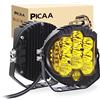 PICAA LED Luce da Lavoro 2pcs 7 Pollici 75W LED ambra Giallo Luce da lavoro Bar Side Shooter Off Road Spot Flood Combo Driving Lamp Fari fendinebbia impermeabili per Jeep Truck ATV SUV Car