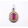 4.3 GM 925 Argento Sterling Rubino & C.Z.Pietra Fatto a Mano Bicolore Ciondolo