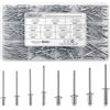 Proster Set 210PZ Rivetti in Alluminio Argento - 8 Misure di Blind Rivets per Auto, Officina e Fai-da-Te, in Scatola Portatile con Scomparti Regolabili