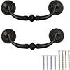 TopHomer 2 pezzi maniglie per cassetti vintage, pomelli ad anello antichi con viti, kit universale da 14 cm, per porte di armadio, per camera da letto, bagno, cucina, [ferro nero]
