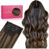 WENNALIFE Extension con clip in capelli veri, 75 g, 5 pezzi, 35 cm, colore marrone scuro a chestnut, extension con clip in Remy Clip in extension, capelli naturali