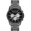 Armani Exchange Orologio da uomo nero, movimento cronografo al quarzo e cassa da 44 mm con cinturino in acciaio, Grafite