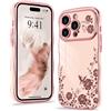 Wirvyuer Compatibile con iPhone 13 Pro Max Cover motivo floreale Custodia Ondulato Forma Riccio Protezione Fotocamera Galvanizzato Antiurto Cellulare Custodia per iPhone 13 Pro Max Rosa