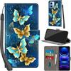 Haninsuze Cover per Xiaomi Redmi Note 12 5G, farfalla dorata | Pelle PU Portafoglio, Porta Carte, Magnetica, Libro, Antiurto Custodia