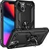 Fetrim Custodia per iPhone 13, Cover PC TPU Cassa Shell Supporto di Anello Rotante Case per Apple iPhone 13 Nero
