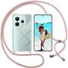ISOI Cover con Cordino per Xiaomi Redmi Note 14 5G, Custodia Trasparente con Collana Tracolla Laccio Collo Ultra Sottile Morbido TPU Silicone Antiurto AntiGraffio Case, Rosa