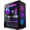 KEDIERS Case PC - 6 ventole PWM preinstallate, custodia da gioco ATX Mid Tower Case per computer a rete con aperture laterali in vetro temperato, H05, nero