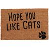 Relaxdays Zerbino Ingresso Casa, 40x60 cm, Tappeto Hope You Like Cats Antiscivolo Fibra Cocco, Indoor Outdoor, Marrone
