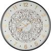 DRW Orologio da parete rotondo con mandala in legno e quadrante in vetro bianco decape e oro 80x80x6 cm