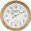 DRW Orologio da parete rotondo stile vintage in metallo e legno con quadrante in vetro bianco e naturale, 80 x 80 x 6 cm