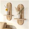YIYA 2 Pezzi Mensola da Parete Moderna Boho Scaffale da Parete in Legno Mensole Galleggianti per la Cucina, la Camera da Letto, il Bagno, il Giardino Per le Piante