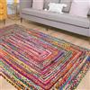 RAJRANG Tappeto multicolore in cotone Chindi, 5'x 8', grande, rettangolare, boho, intrecciato a mano, bohemian runner
