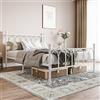 JELUTE Struttura letto matrimoniale in metallo, 135 x 190 cm, con testiera e pediera, base resistente, supporto a doghe in metallo, colore: bianco