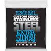 Ernie Ball, Extra Slinky Stainless Steel Wound, Corde per chitarra elettrica, diametro 8-38