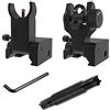 HWZ Tactical Low Fiber Optic Iron Mirino anteriore e posteriore in fibra ottica pieghevole da combattimento Set di mira con strumenti di regolazione (Black)