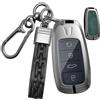 Rondrive Custodia per chiavi in metallo compatibile con Chery Omoda 5 C5 Omoda E5 C9 EV 2021-2025 per Ebro S400 S700 in pelle per chiavi auto, con portachiavi, 4 tasti A verde
