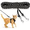 RANYPET Guinzaglio Lungo Riflettente per Gatti, 4,5 m x 5 mm, Nero | Corda in nylon riflettente, anti-aggrovigliamento e anti-fuga. 2 moschettoni rotanti a 360°. Giardino e addestramento.