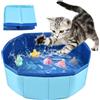 LQTSLFM Piscina per Gatti, Piscinetta per Gatti, Piscina Cani, Piscina per Gatti Pieghevole, Piscina Gioco per Cani e Gatti Possano Giocare nell'acqua, Fare il Bagno e Riposare (30x10cm-BluA)