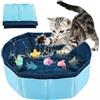 LQTSLFM Piscina per Gatti, Piscinetta per Gatti, Piscina Cani, Piscina per Gatti Pieghevole, Piscina Gioco per Cani e Gatti Possano Giocare nell'acqua, Fare il Bagno e Riposare (30x10cm-BluB)