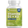 WESALYS Vitamina D3 K2 240 Capsule (8 Mesi), Vitamin D3 2000 UI + 100 µg Vitamina K Menachinone. La Vitamina K Contribuisce al Mantenimento di Ossa Normali (EFSA). Vit Wesalys (Confezione da 2)
