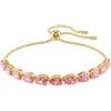 Swarovski Matrix Bracciale Tennis, Gioiello Versatile con Zirconia Rosa, Taglio Pear, Montatura a Griffe, Chiusura a Scorrimento, Placcatura in Tonalitŕ Oro, 24 cm, 0,4 cm