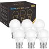 Blewandy Lampadine LED B22 G45 5W Equivalenti a 40W, Lampadina a LED Luce Bianca Calda 3000k 500Lm, B22 Lampadine Baionetta G45 Forma Sfera Risparmio Energetico, Non Dimmerabile - Pacco da 6