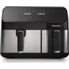 Hisense HAF2900D Friggitrice ad Aria Doppio Cestello 8,6 Litri (5,3L + 3,3L), 8 Programmi Automatici, 1700 W, Temperatura 80-200°C, Display LED Touch, Cottura ad Aria 360°, Nero/Inox