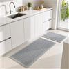 URMONA Set Tappeti Bagno 2 Pezzi Grandi, 50×121 cm + 43×61 cm, Tappetini Antiscivolo, Tappeto Doccia Stile Boho, Decorazione Bagno, Soggiorno e Camera (Grigio Bianco)
