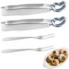YJFY 2 pinze per lumache, pinza a buffet, pinze da cucina in acciaio inox + 2 pezzi a forma di lumache in acciaio inox, forchetta per lumache, crostacei, utensili da cucina