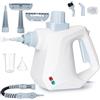 Drepint Pulitore a Vapore Portatile, Pulitore Vapore Casa con 10 Accessori, 1000W Pulitore a Vapore Multifunzionale per Tappeti, Tende, Divani, Cucina, Bagni (Bianco)