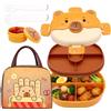 WFKKMEQ Capybara Scatole Bento Kit, Porta Pranzo Lunch Box con Borsa Termica Posate Schiscetta Pranzo con Scomparti Borse Frigo Pranzos Bento Box Studente Portapranzo Portatile per Uffici Picnic Scuola