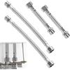 MOERAE Set 4 Pezzi Tubo Flessibile Acciaio Inox,304,G3/8 (2x20cm + 2x10cm) per Cucina Bagno Giardino - Multiuso Rubinetto Lavatrice Miscelatore Collegamento Idrico