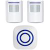 Enegg Allarme di sicurezza domestica senza fili, allarme di ingresso, campanello con 1 ricevitore plug-in e 2 sistemi di allarme di movimento PIR, suono di qualità e LED, 38 melodie