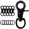 Hevysuo 6 Pcs Nero Ganci Girevoli 60mm in Lega di zinco e 6 Pcs portachiavi,Moschettone Girevole Piccolo Snap Hook con portachiavi per Key Rings,Gatti e cani