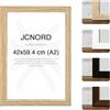 JCNORD Cornice Portafoto in Legno Color Rovere MDF A2 (42x59,4 cm) con Vetro Acrilico Infrangibile | Moderna per Pareti e Tavoli