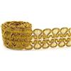 Duories Nastro jacquard,Vintage Couture Embobidered Tessuto Nastro Floreale Tessuto Trim Frange Couture Decor Trim per DIY Abbigliamento Accessori Abbellimento Decorazione,5 m, Golden