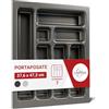 LouMaxx Portaposate per cassetti larghi 45 cm, vassoio portaposate 47,3 x 37,6 cm, prodotto in Germania, grigio basalto, con 7 scomparti e angoli robusti, infrangibile e durevole