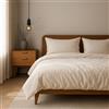 VEL VET HOME Completo Copripiumino Singolo 140x200 e Federa 80x80 100% cotone traspirante certificata Oeko-Tex Biancheria da letto 140x200cm di alta qualità con chiusura lampo 2 pezzi Ecru