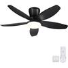Surtime Ventilatori a soffitto con luci-92CM Ventilatore a soffitto a basso profilo con luce e controllo remoto/APP,DC reversibile, LED dimmabili Ventilatori a soffitto moderni per camera da letto(Nero)