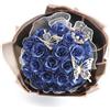 DRAKEWOOD Bouquet Rose Blu Finte Brillantini con 24 Pezzis Rose Artificiali Blu Scuro Farfalle E Corona - Eterna Mazzo di Fiori Glitterati per San Valentino Matrimonio Anniversario Festa Della Mamma