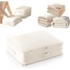 Funtery Organizer autocomprimente ultra salvaspazio, nuovo sacchetto a compressione, organizzatore mobile per coperte, vestiti, coperte (beige)