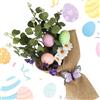 JINXIAN 35cm Bouquet pasquale artificiale con uova pasquali maculate, farfalle lilla e decorazione pasquale LED per interni, finestra, tavolo, regalo di Pasqua, foto, decorazione primaverile