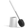 TOURRAMIT Scopino WC a Setole, Manico e Portascopino in Acciaio Inox 304 | Setole in PP di media durezza e formato compatto 11 × 11 × 43 cm; finitura Bianco Opaco per bagno e WC.
