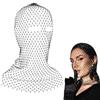 FINGERINSPIRE Fascia per Capelli con Cristalli in Rete 455mm Fascia Elastica Nera Strass, Sciarpa in Poliestere con Paillettes e Motivo Traforato, Accessorio Femminile per Serate/Eventi