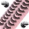 Uliya Ciglia Finte 10 Paia 7D Naturale D Curl Fluffy Cat Eye Lashes (7D21) | Russian Strip Lashes Volume Wispy False Eyelashes Pure Fatto a Mano Lungo Ricci Riutilizzabili Drammatico Ciglia Finte