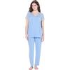Ulla Popken Pigiama con Pizzo, Scollo a V e Mezze Maniche di Pizzo Azzurro 42+ 838139718-42+